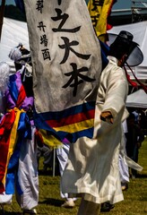 Korean ethnic dancers perform, Jangguchum, dance in Miryang hourglass-shaped drum, in the Korean Festival on May 16, 2017.