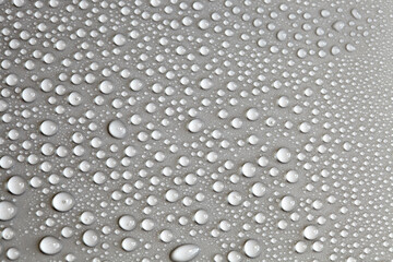 Details of water droplets, moisture condensation, hot water vapor condensation on a neutral...