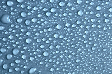 Large number of water drops. Abstract background texture. Waterfalls on a solid background, collecting bubbles on a clean surface. Raindrops, a series of natural photographs