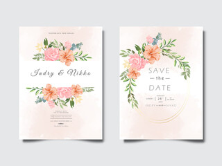 Obraz na płótnie Canvas beautiful and elegant wedding invitation with flower and leaves concept