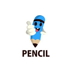 pencil thump up mascot character logo vector icon illustration