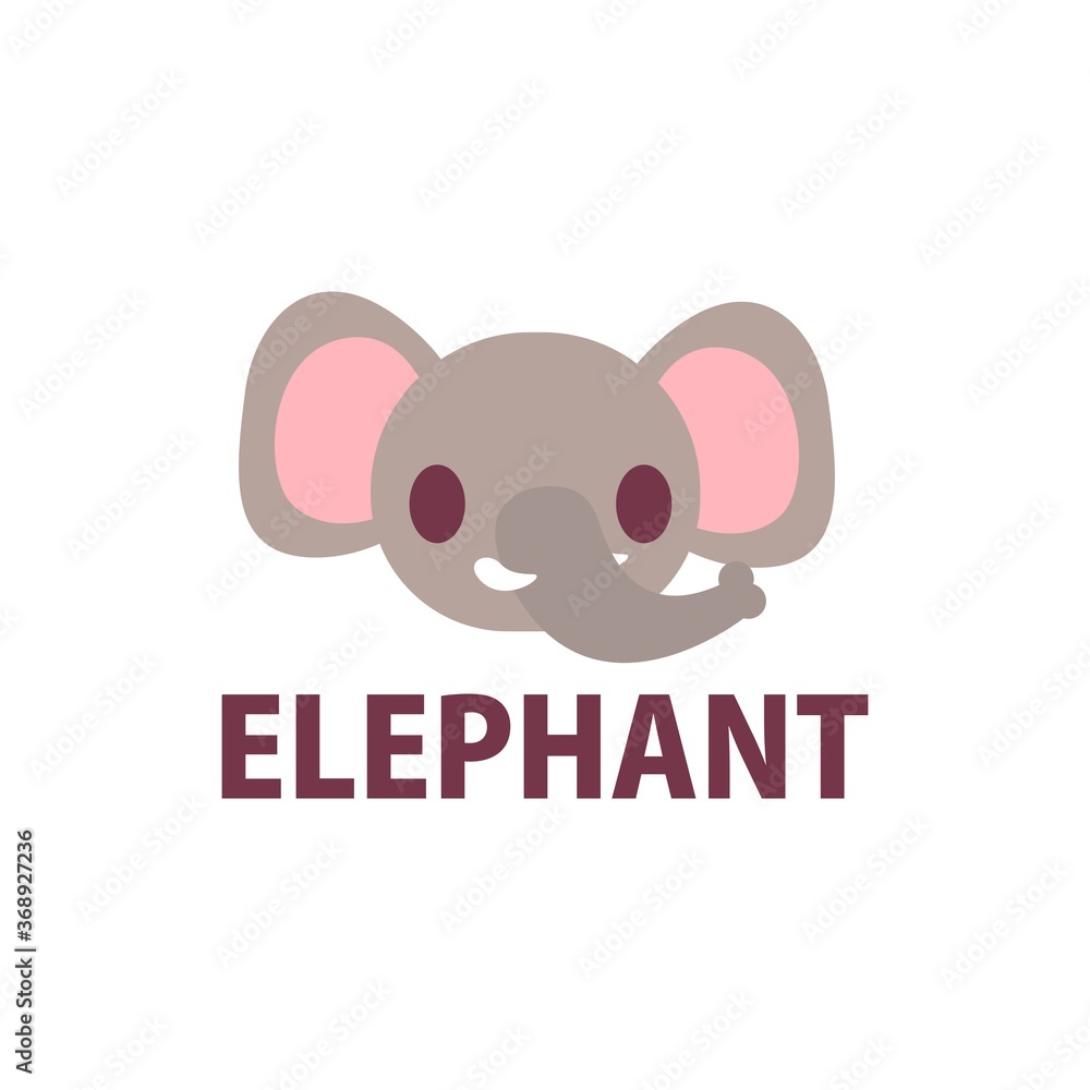 Sticker cute elephant cartoon logo vector icon illustration