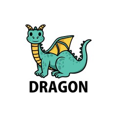 cute dragon cartoon logo vector icon illustration