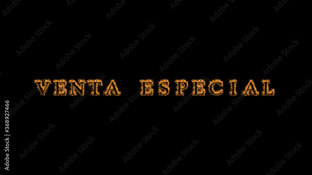 Fototapete venta especial fire text effect black background. animated text effect with high visual impact. lett