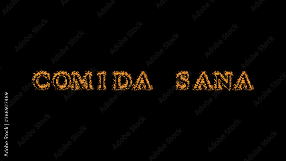 Fototapete comida sana fire text effect black background. animated text effect with high visual impact. letter 
