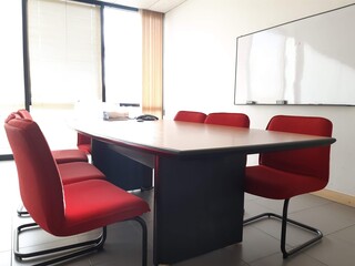 interior of a modern office and red chair