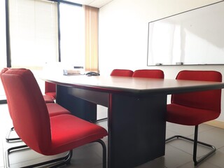 interior of a modern office and red chair