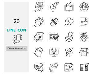 set of creative icons, idea, thinks, bulb