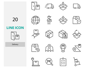 set of delivery icons, sending, box