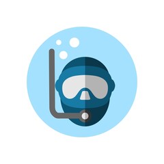 Ocean Diver Flat Icon Illustration Isolated White Background