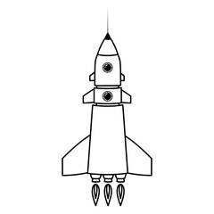 Rocket space ship retro icon line
