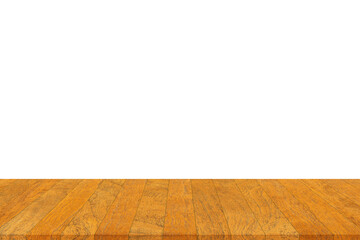 Fototapeta premium Wood table top isolated on white background Used for product placement or montage