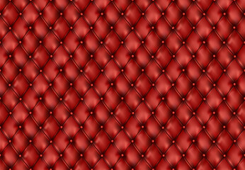 Tufted leather red furniture semaless pattern background. Buttons sofa texture. Cushion elegant classic soft furniture. Graphic illustration
