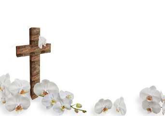 cross and white orchid