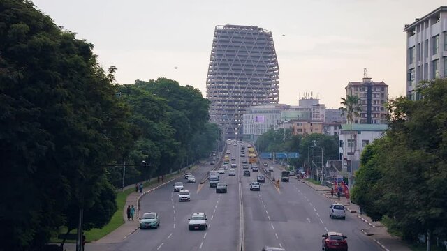 Cars at Yangon Hledan Pyay road