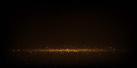 Gold bokeh lights, glowing glitter dust abstract luxury background	