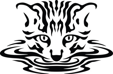 Fishing Cat Swimming on Water