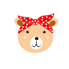 animal head face  illustration  with red bandana