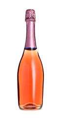 Bottle of champagne on white background