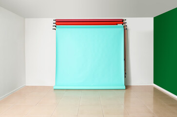 Color backdrops in modern photo studio