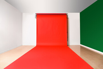 Color backdrop in modern photo studio