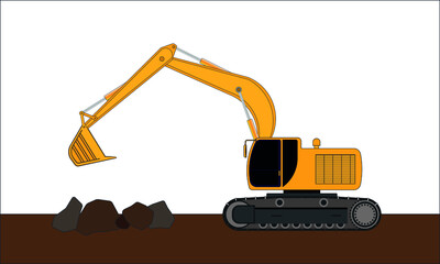 dig truck or backhoe truck drawing in vector