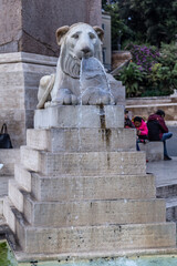 Fountain in People Square (Piazza del Popolo) in Rome, Italy.