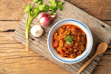 Nam Prik Ong (Northern thai meat and tomato spicy dip)