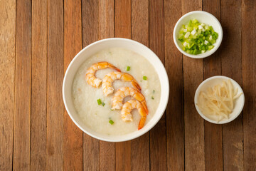 Shrimp porridge,Thai Rice Soup With Shrimp