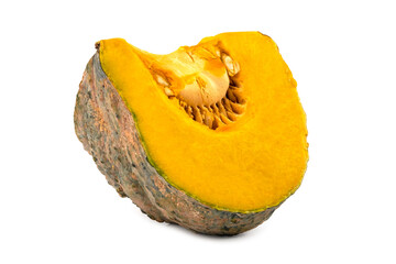 Sliced Thai pumpkin isolated on white background