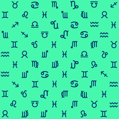 Zodiac signs with blue background repeat pattern