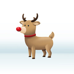 Obraz na płótnie Canvas Cute Christmas reindeer 3d vector character mascot