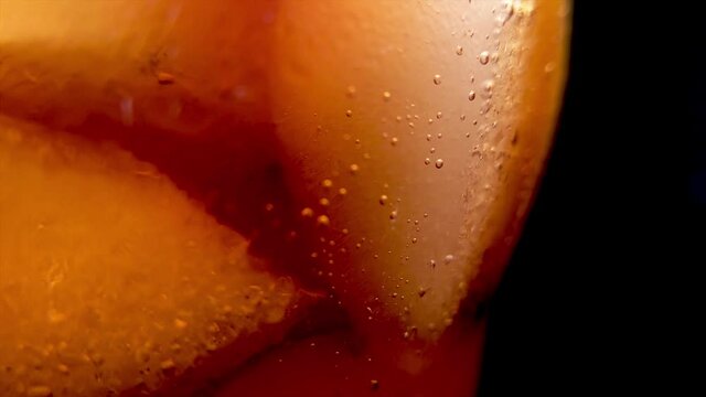Soda Bubbles With Ice Close-up