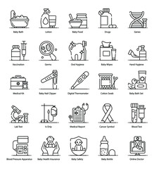 Pack of Baby Hygiene line Icons