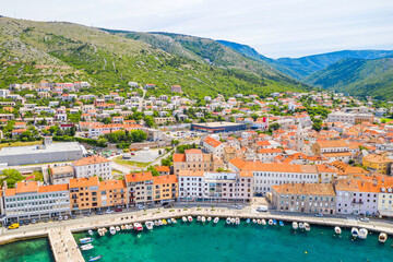 Naklejka na ściany i meble Panorama of the coastal town of Senj in Primorje in Croatia