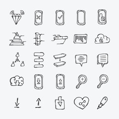 Business vector doodle icons set. Drawing sketch illustration hand drawn line. eps10