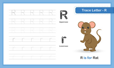 Trace Letter-G : A-Z Animal, Hand Writing Practice Book