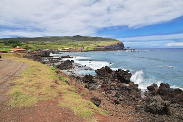 Rapa Nui. The view on Pacific ocean on Easter Island, Chile