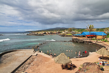 Rapa Nui. The public pool in Hanga Roa on Easter Island, Chile