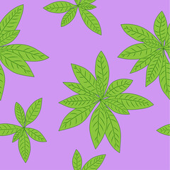 Seamless Floral Pattern Design green leaves. Great for Fabric, Textile, backgrounds, wallpaper, surface pattern, scrapbook. Vector abstract natural pattern with green leaves. lilac background.