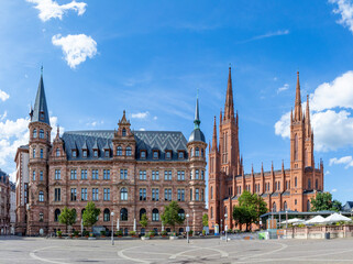 new town hall and market church in wiesbaden