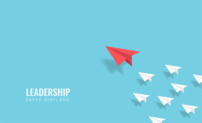 Leadership design concept with paper airplane symbol. Flat style vector illustration