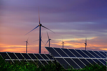 Solar photovoltaic panels and wind turbines