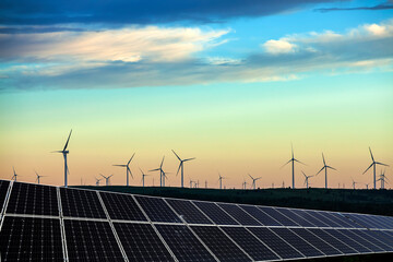 Solar photovoltaic panels and wind turbines