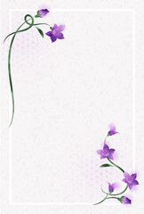 夏の桔梗のアナログ水彩風のベクターイラストフレーム枠素材