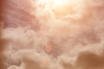 Sun rays breaking through cumulus clouds. The concept of divine light, a glimmer of hope or...