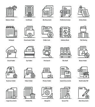 
Files and Folders in Modern line Style 

