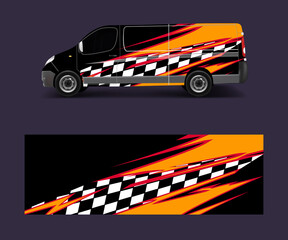 cargo van wrap vector, Graphic abstract stripe designs for wrap branding vehicle