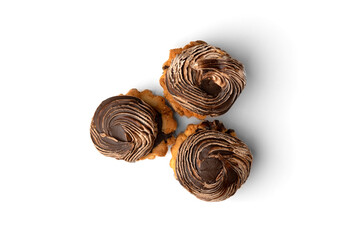 Cupcakes with boiled condensed milk isolated on white background.
