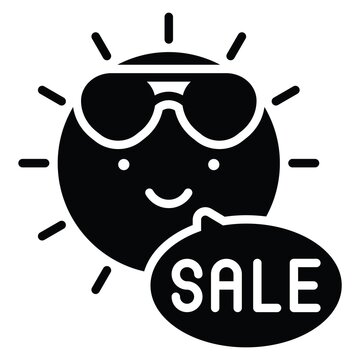 Sun wearing sunglasses icon, Summer sale related vector